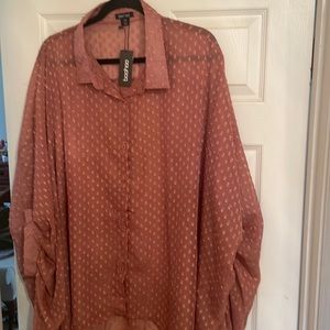 Boohoo Plus Dobby Chiffon Oversized Maxi Shirt